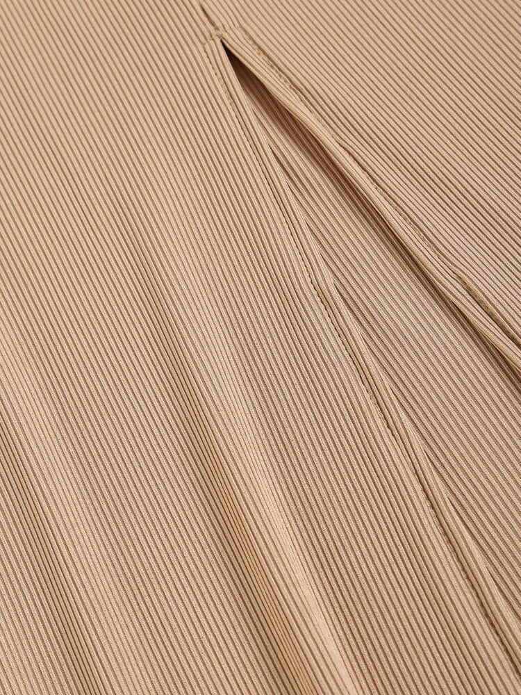 Damen Geripptes Surplice-Maxikleid