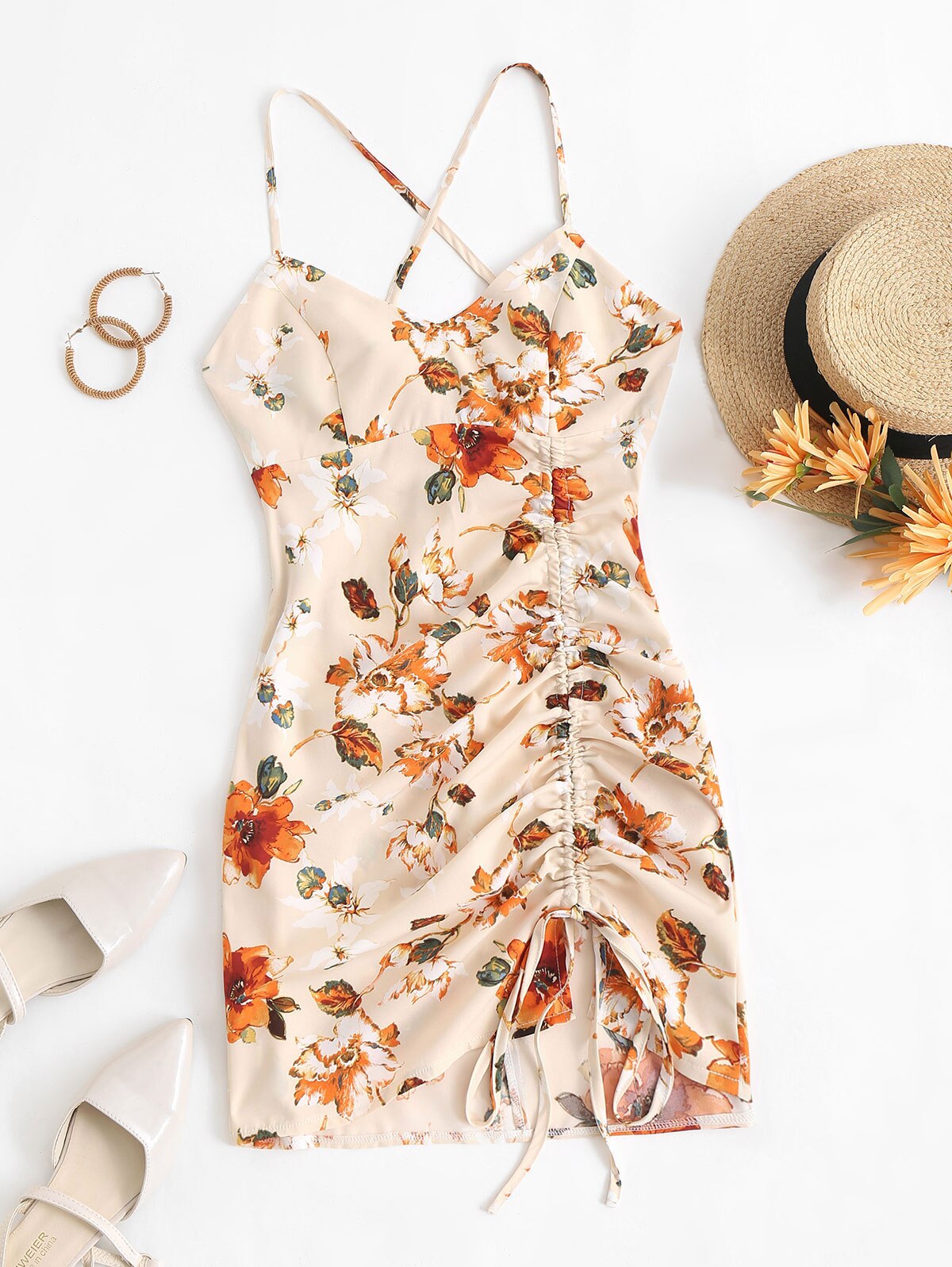 Damen Cami-Kleid mit Blumenmuster