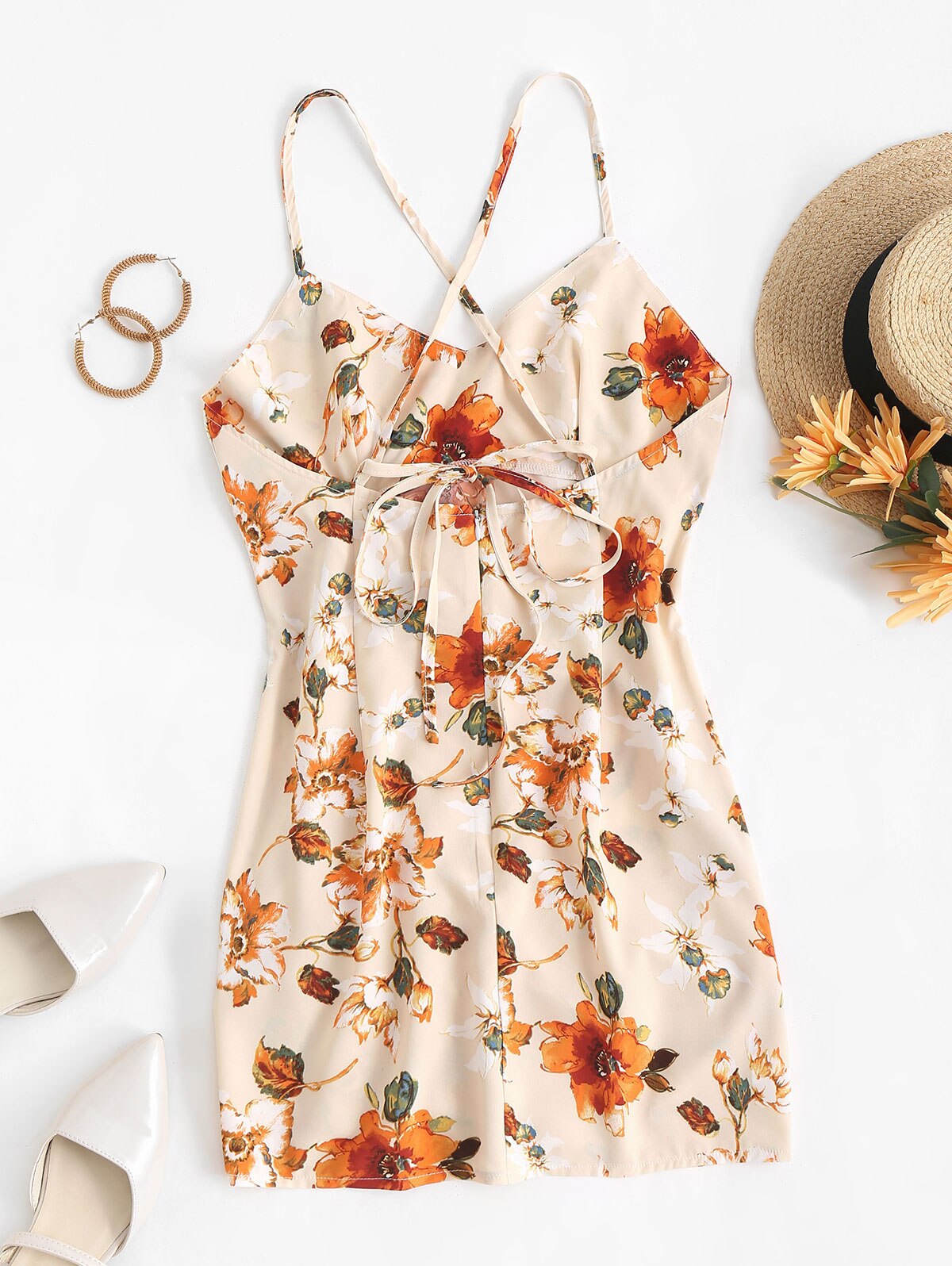 Damen Cami-Kleid mit Blumenmuster