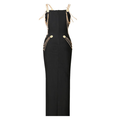 Damen Perlen Bandagen Kleid